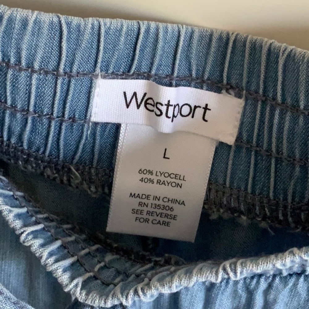Wide leg pants, chambray